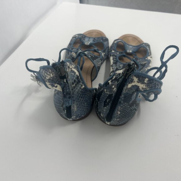 ZARA Lace Up Ankle Sandals Blue Python - Picture 7 of 13